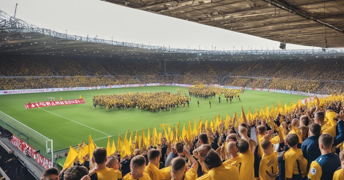 Uroczystości 75-lecia Kolejarza Opole na stadionie, kibice świętują jubileusz klubu.